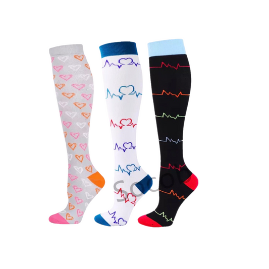 Medium Compression Socks 20-30 Mmhg Sports/Medical/Hiking 3 Pairs Gift Box! UK Size 6 -11