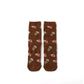 Chocolate brown socks with "cake and a shake" motifs. 