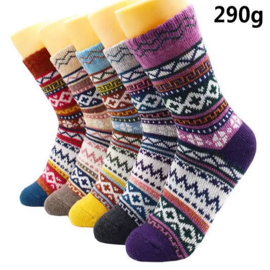 Thermal socks with a fair isle pattern,.