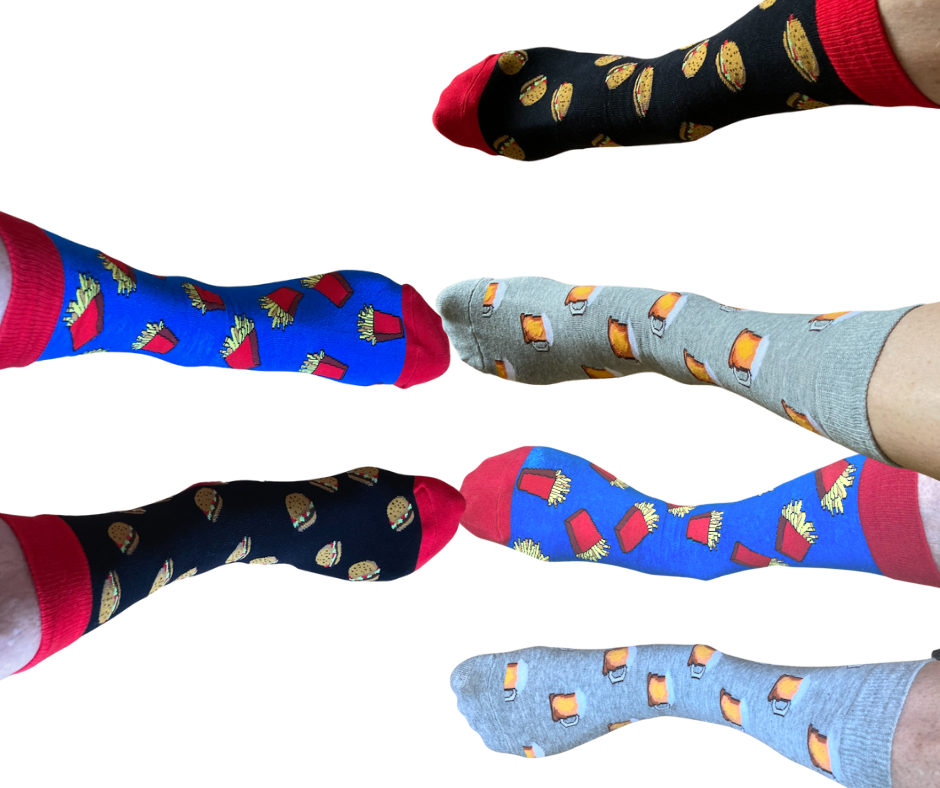 Unisex Beer & Takeaway Themed Fast-Food Themed Socks 3 Pairs Size 6-11 UK