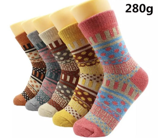 Ladies funky multi patterned thermal socks 