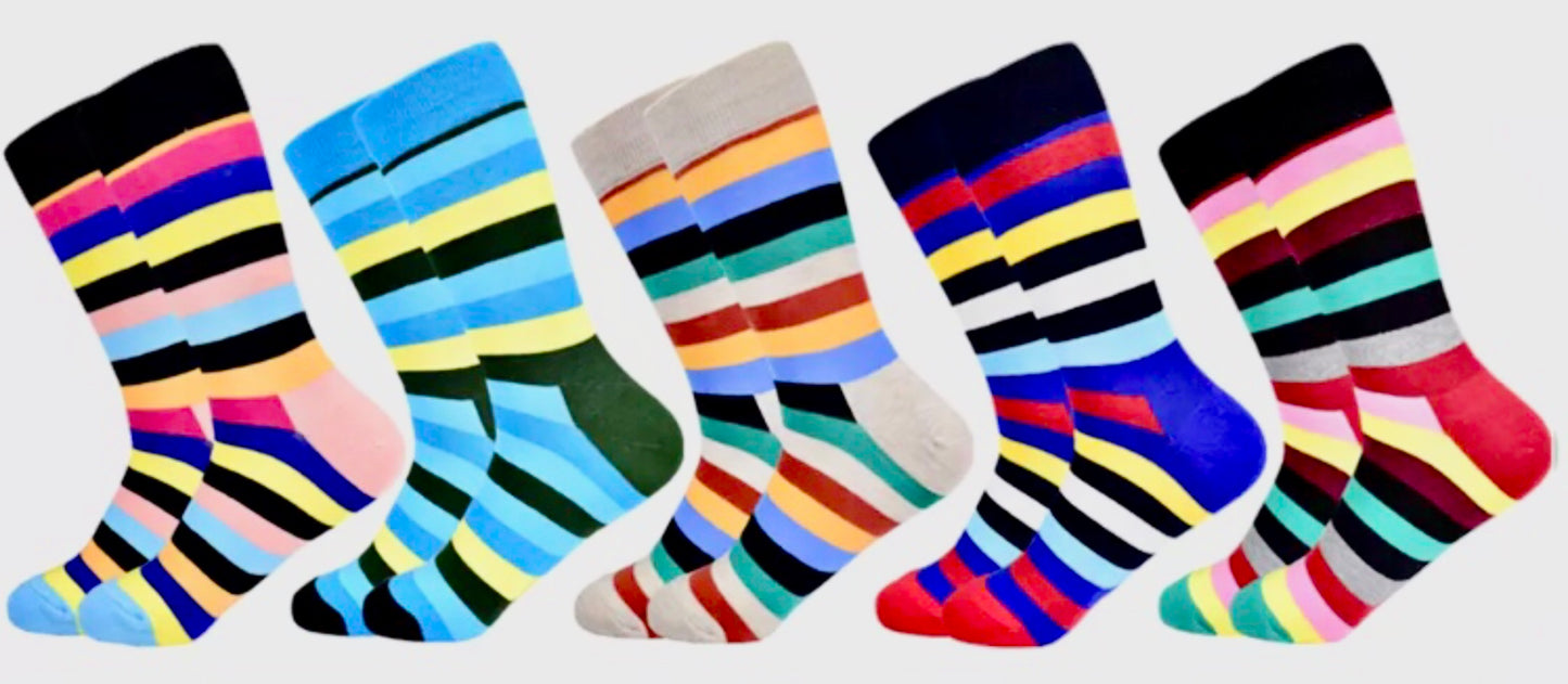 5 Pairs Pack Hoop Assorted Colours Patterned Cotton Ladies Socks! UK Size 5 1/2 -10 1/2 ( pack A)
