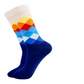 3 Pairs Pack Mens Assorted Colours Combed Cotton Funky Patterned Crew Socks (D)