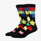 3 Pairs Pack Funky Mixed Colours Unisex Jigsaw Pattern Socks
