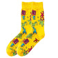 Yellow character socks fun funky pair